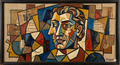The Composer" – An Inspired Portrait in Cubist Mixed-Media